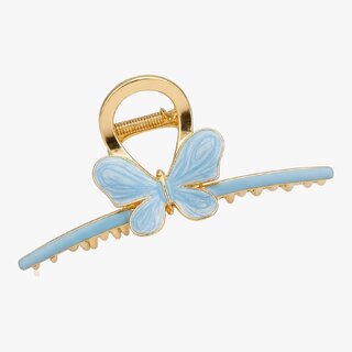 Luxury Blue Butterfly Hair Clip Gold Metal Grip