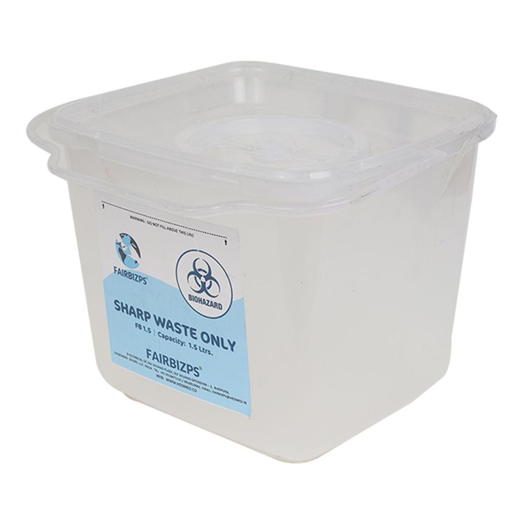 FAIRBIZPS Bio-Medical Sharps Container with Puncture Proof for Needles, Glass Waste and Metallic Implants-Capacity 1.5Liter view 2