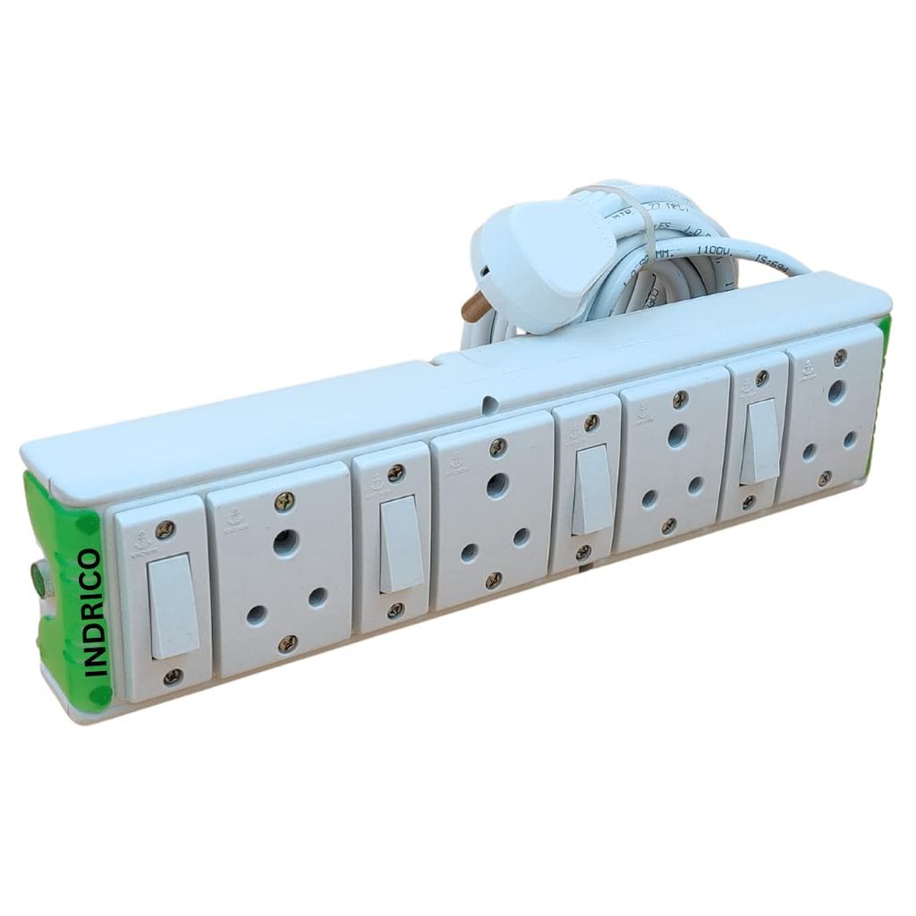 INDRICO? Extension Boards with Individual Switch of 4 Sockets with 5 Meter Long Cable PVC White view 2