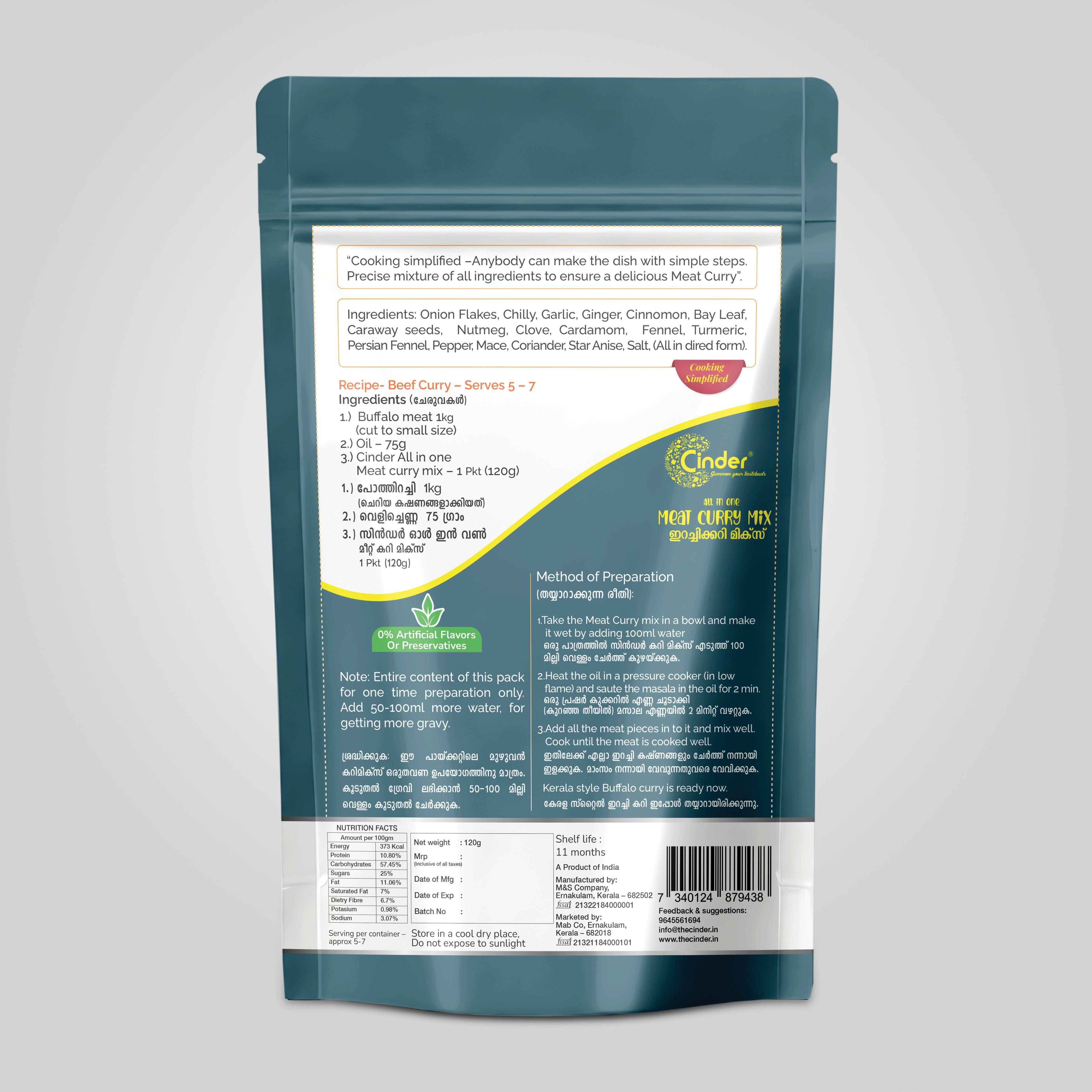 CINDER MEAT CURRY MIX 120G - ALL IN ONE view 2