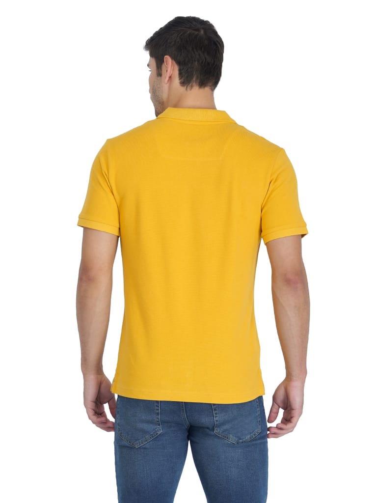Solid Polo Shirt-Yellow view 2