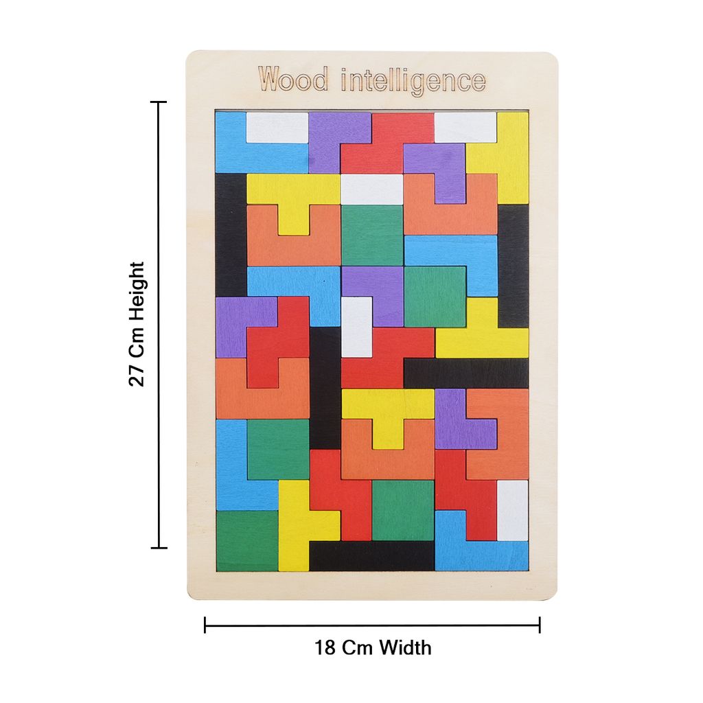 Multi Color Wooden Puzzle Board | Tetris Building Blocks Puzzle | Wooden Games | Children Toys view 2