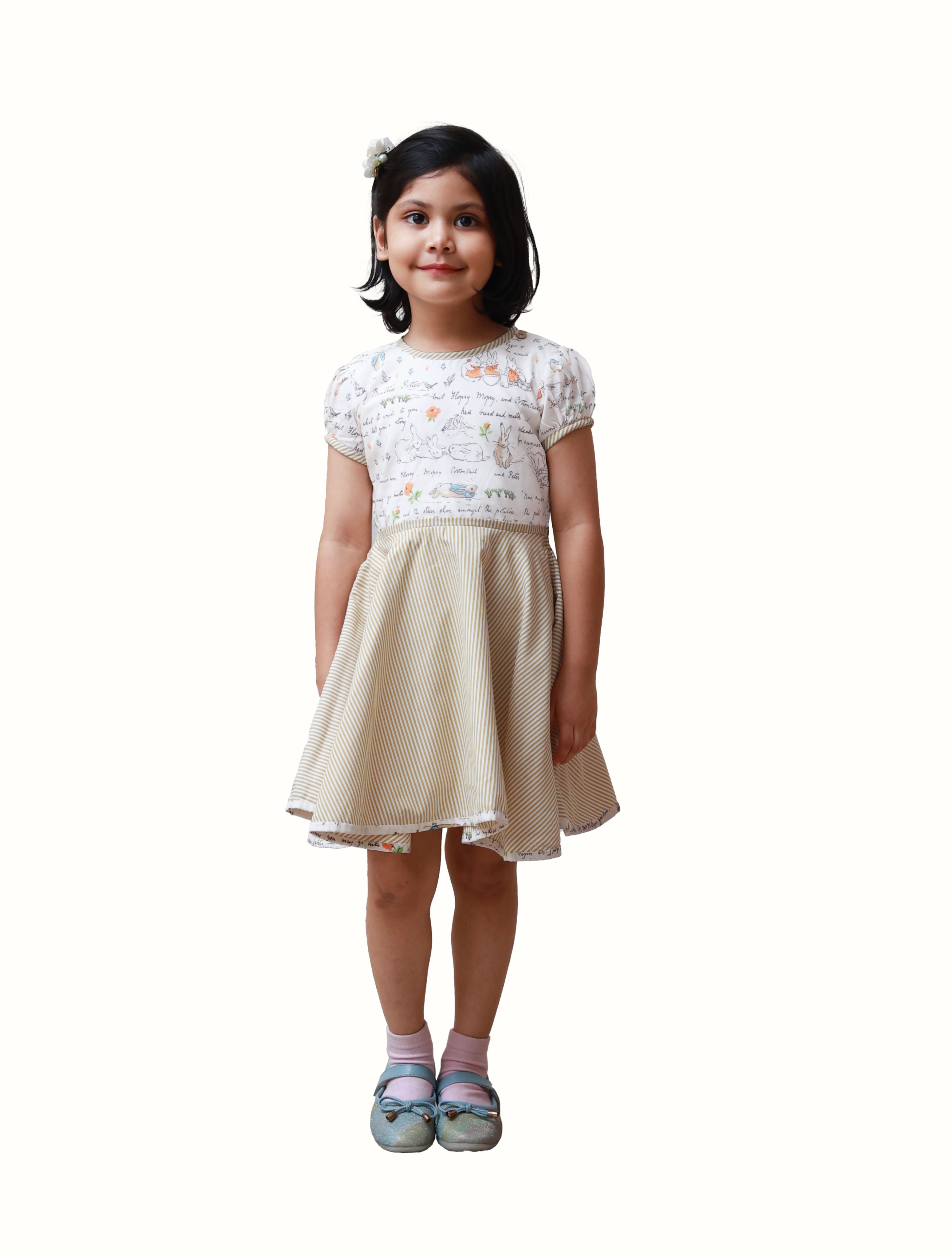 DE CHEVALERiE en Rouge -Audrey Vivienne Frock - Beige 6- 7 Years view 2