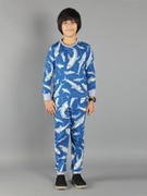 Ninos Dreams Shark Printed Full Sleeves Coord set with Tshirt and Joggers-Blue view 2
