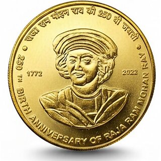 1 Lakh Rupees 1772-2022 Raja Ram Mohan Rai Gold-plated Fantasy Coin Heritage view 2
