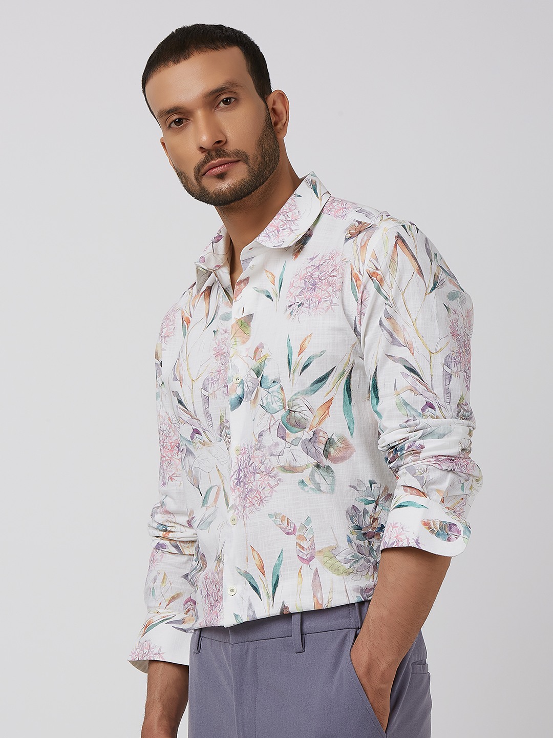 Multicolour Digital Print Slim Fit Casual Shirt view 2