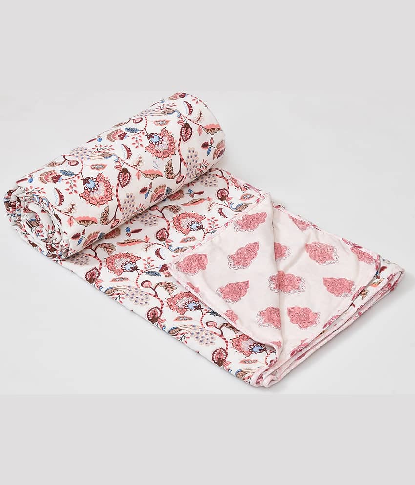 Shubastik Cotton Printed Single Bed Dohar - Red ( )