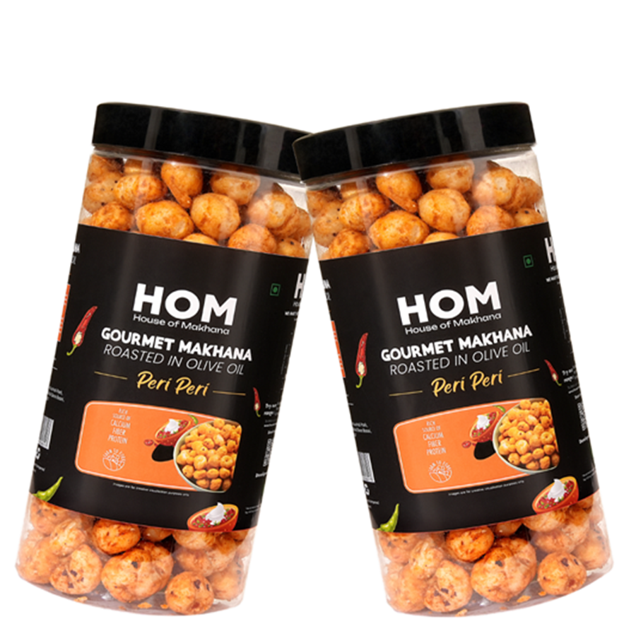 GOURMET MAKHANA Roasted in Olive Oil | Flavors Peri Peri | Combo Of 2, 65g Each. - 130 gm