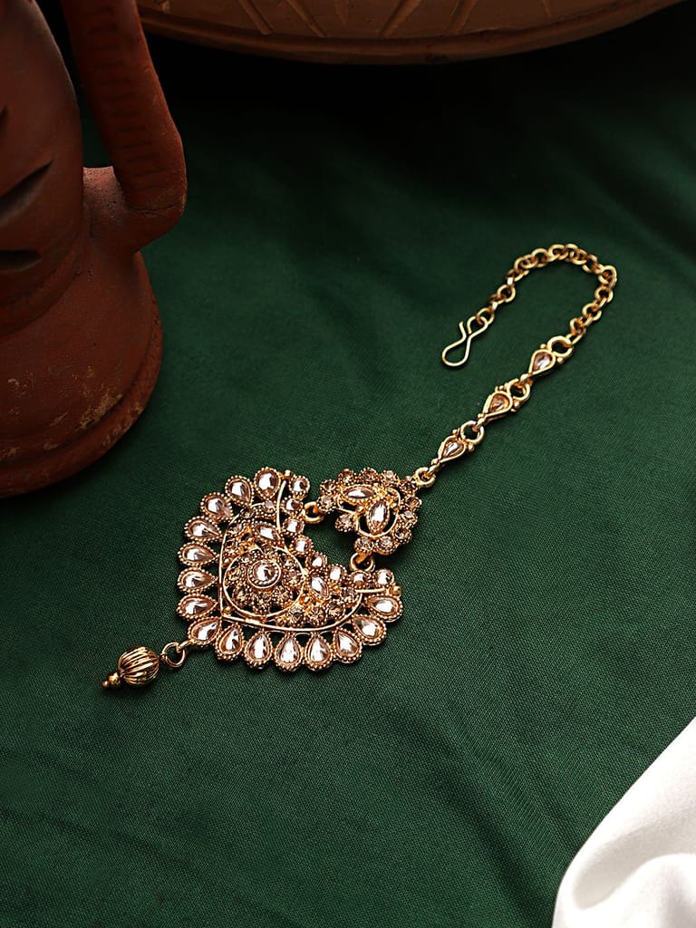 Cardinal Gold Plated Kundan Maang Tika view 2