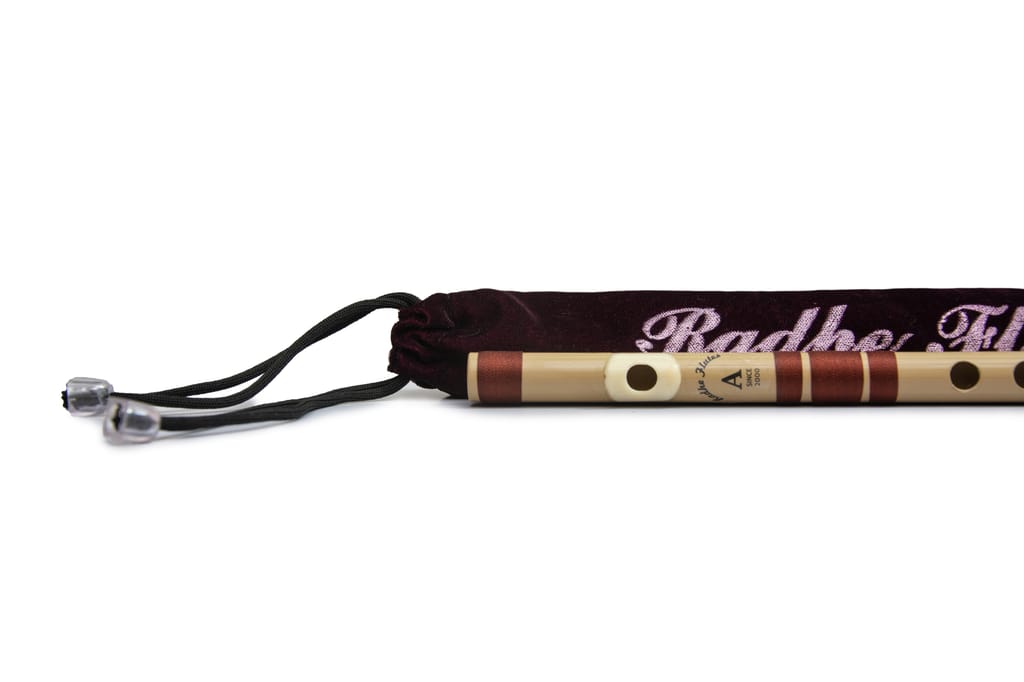 Radhe Flutes PVC Fiber A Natural Bansuri Higher Octave RIGHT Handed With VELVET COVER view 2