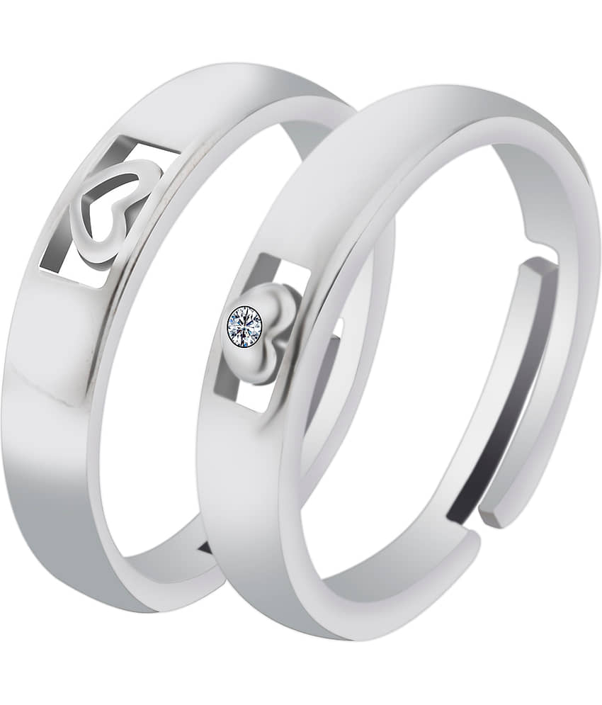 Silver Shine Silver Couple Ring ( Pack of 1 ) view 2