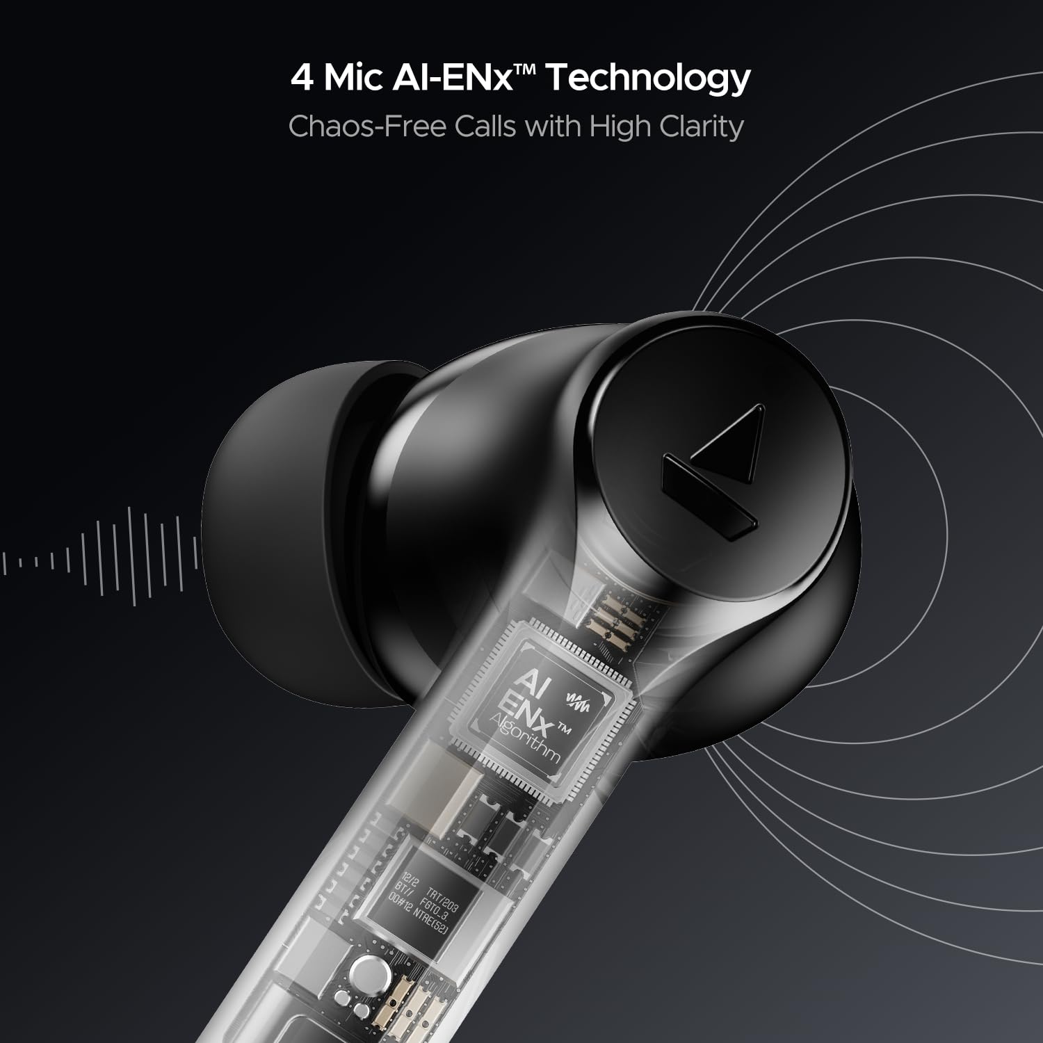 boAt Airdopes 300, Cinematic Spatial Audio, 50HRS Battery, 4Mic AI ENx, Fast Charge, App Support, Low Latency, IPX4, v5.3 Bluetooth Earbuds, TWS Ear Buds Wireless Earphones with mic (Gunmetal Black) view 2