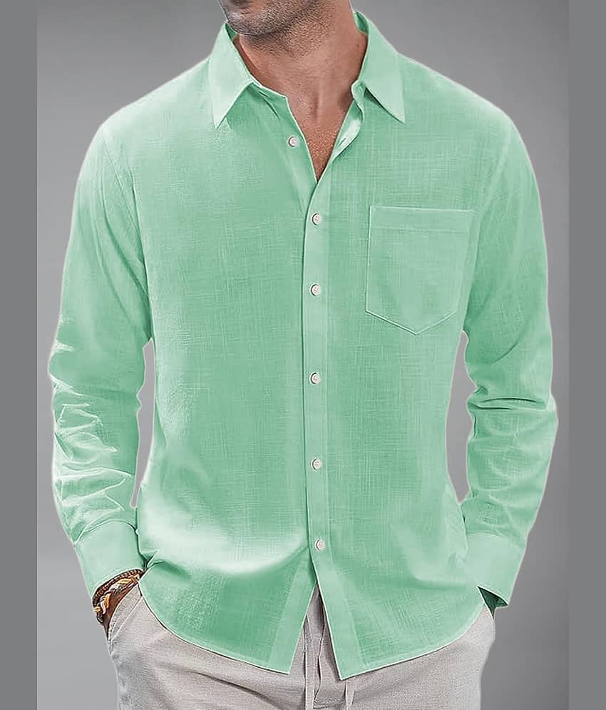 Yugnik Cotton Blend Slim Fit Full Sleeves Men's Formal Shirt - Turquoise ( Pack of 1 )
