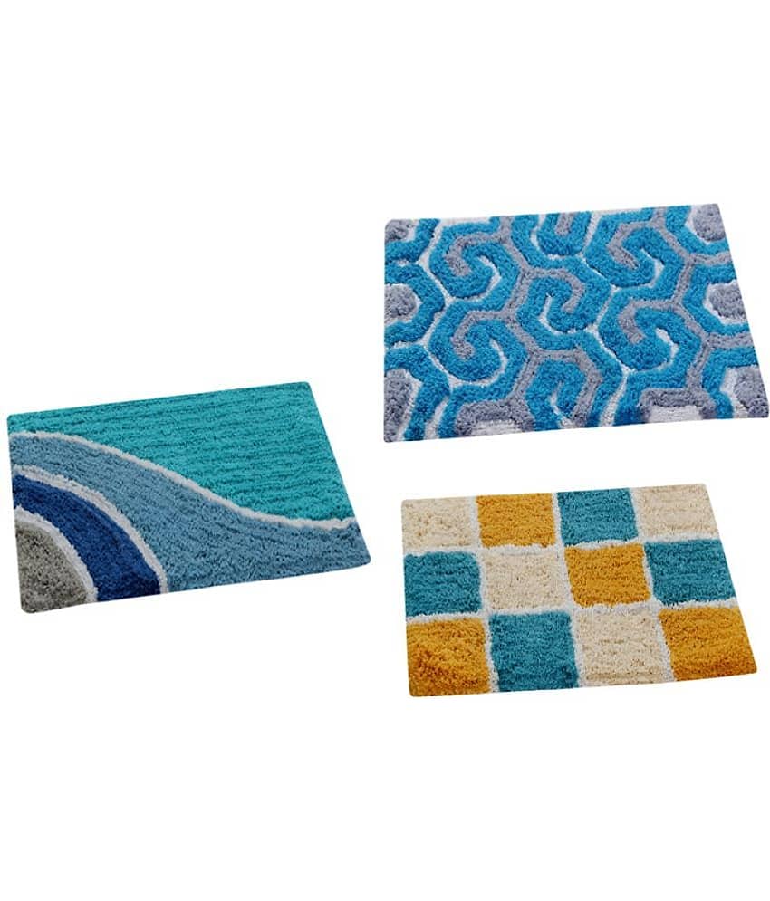 Aazeem Antiskid Cotton Door Mat ( 60 X 40 cm ) Set of 3 Black view 2