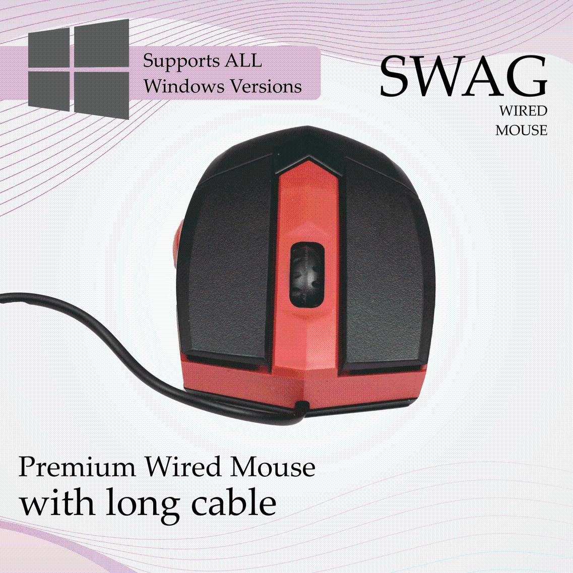 Zebion SWAG Wired Mouse USB 3.0 - Black & Red view 2