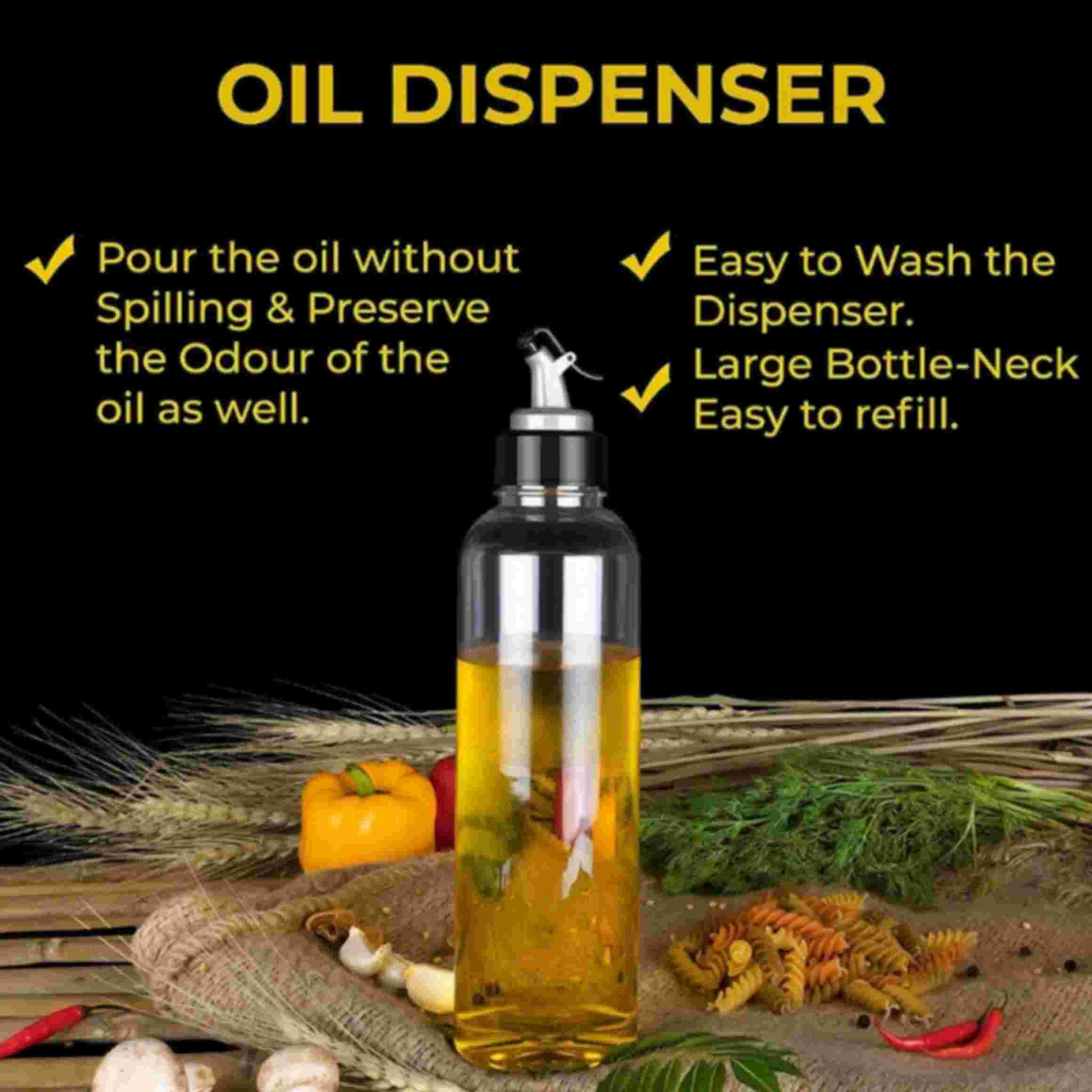 Qawvler Plastic Oil Dispenser Transparent, Leak Proof, 1 Litre Oil Container for Cooking Oils (Pack of 1) view 2