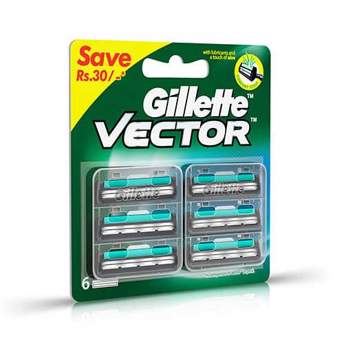 Gillette Vector Plus - Manual Shaving Razor Blades Cartridge, 6 Pcs view 2