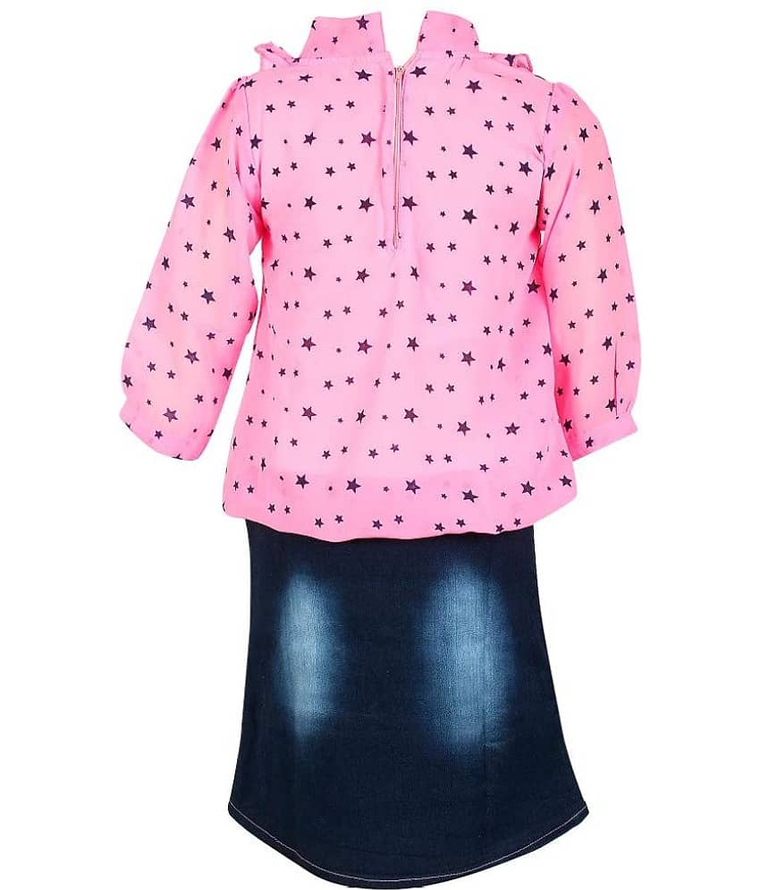Cherry Tree Pack of 1 Girls Acrylic Top With Skirt ( Pink ) view 2