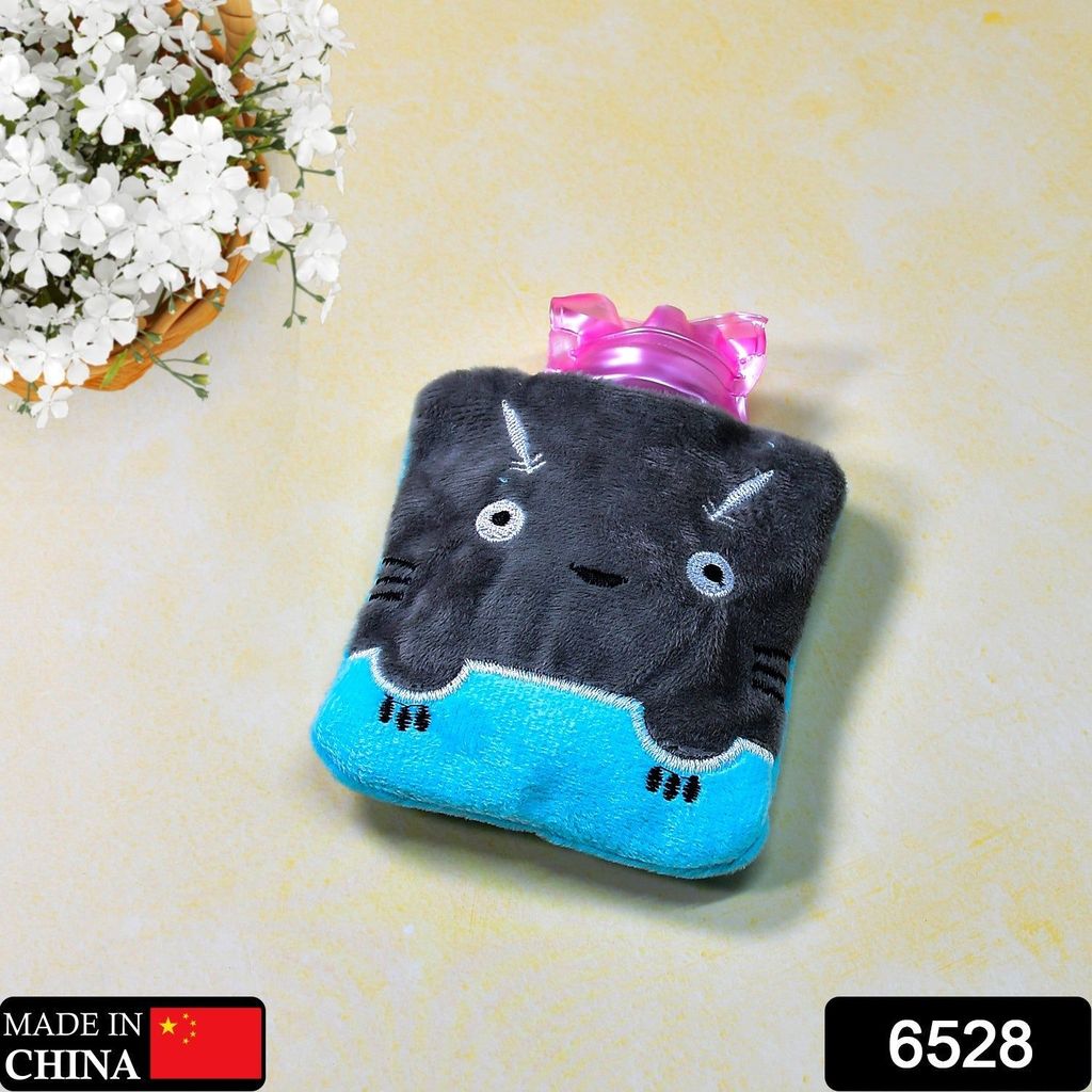 Grey Cat Print Small Hot Water Bag with Cover for Pain Relief view 2