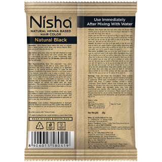 Nisha Henna Based Hair Color 25 gm (Pack OF 6 Pouch) , Natural Black , Natural Black view 2