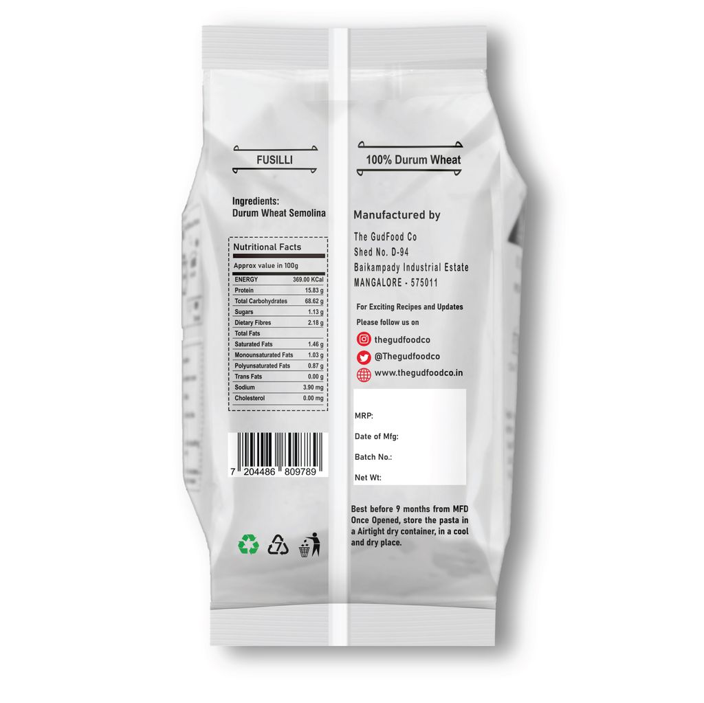 The GudFood Co VUGVUGI Durum Wheat Fusilli Pasta view 2