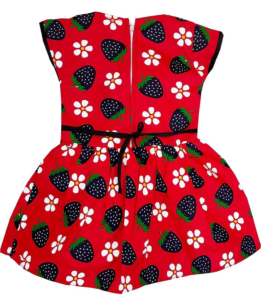 LITTLE PANDA Baby Girls 100% Cotton Frocks ( Red ) view 2