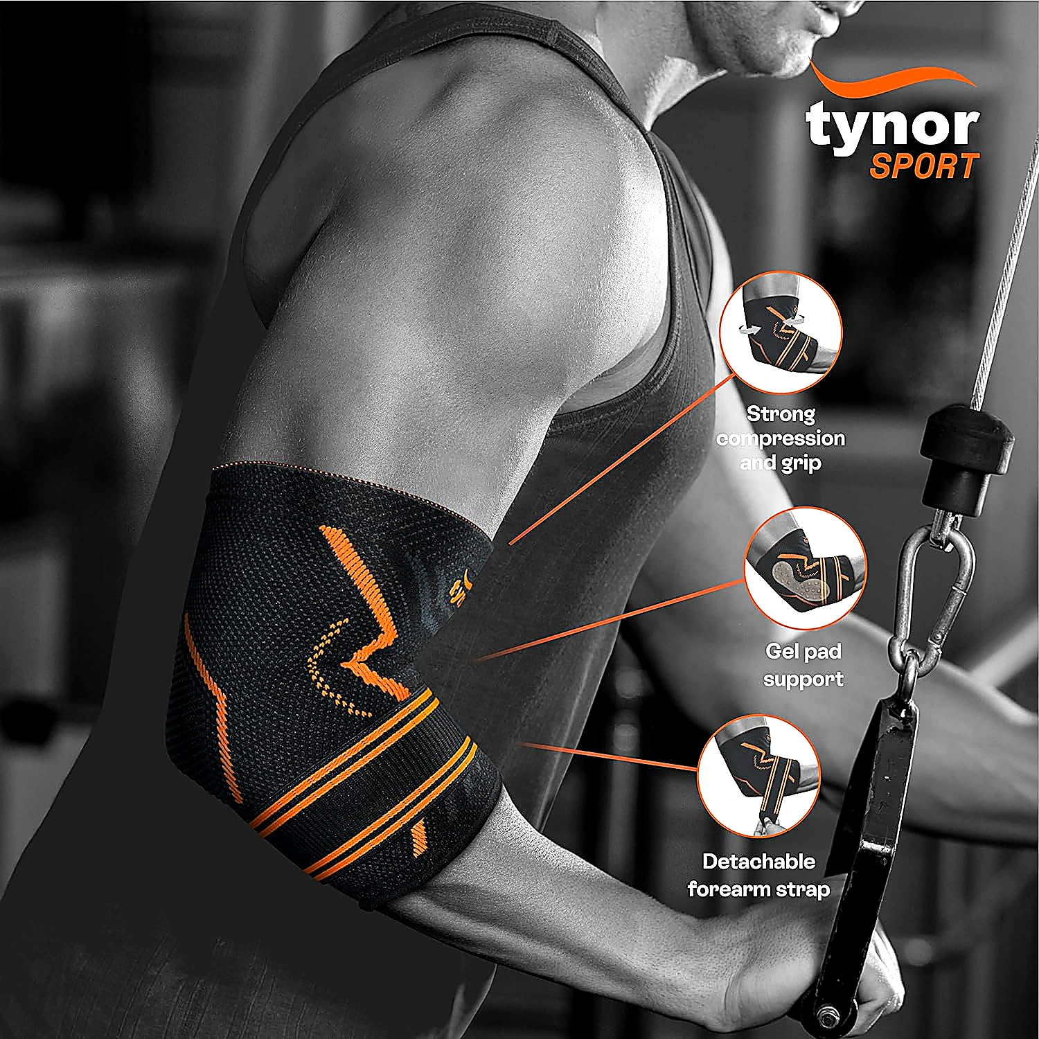 TYNOR Elbow Support Air Pro, 1 Unit (Colour - ORANGE, Size - S) by Total Sporting And Fitness Solutions Pvt Ltd view 2
