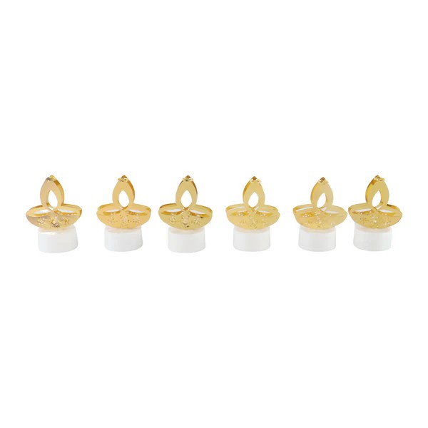 Golden Diya Shaped LED Tealight Candles (6 Pcs) view 2