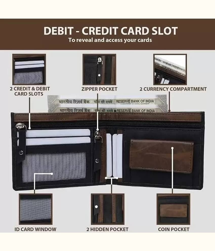 HRFSTAR 100% Leather Solid Men's Regular Wallet With 4 Slots For Card ( Black , Pack of 1 ) view 2
