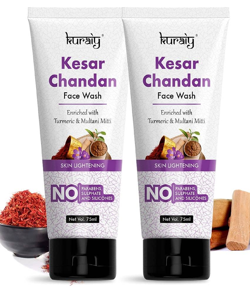 KURAIY Gold Kesar Chandan Face wash For Glowing Skin, All Skin Types 75ml Each (Pack of 3)