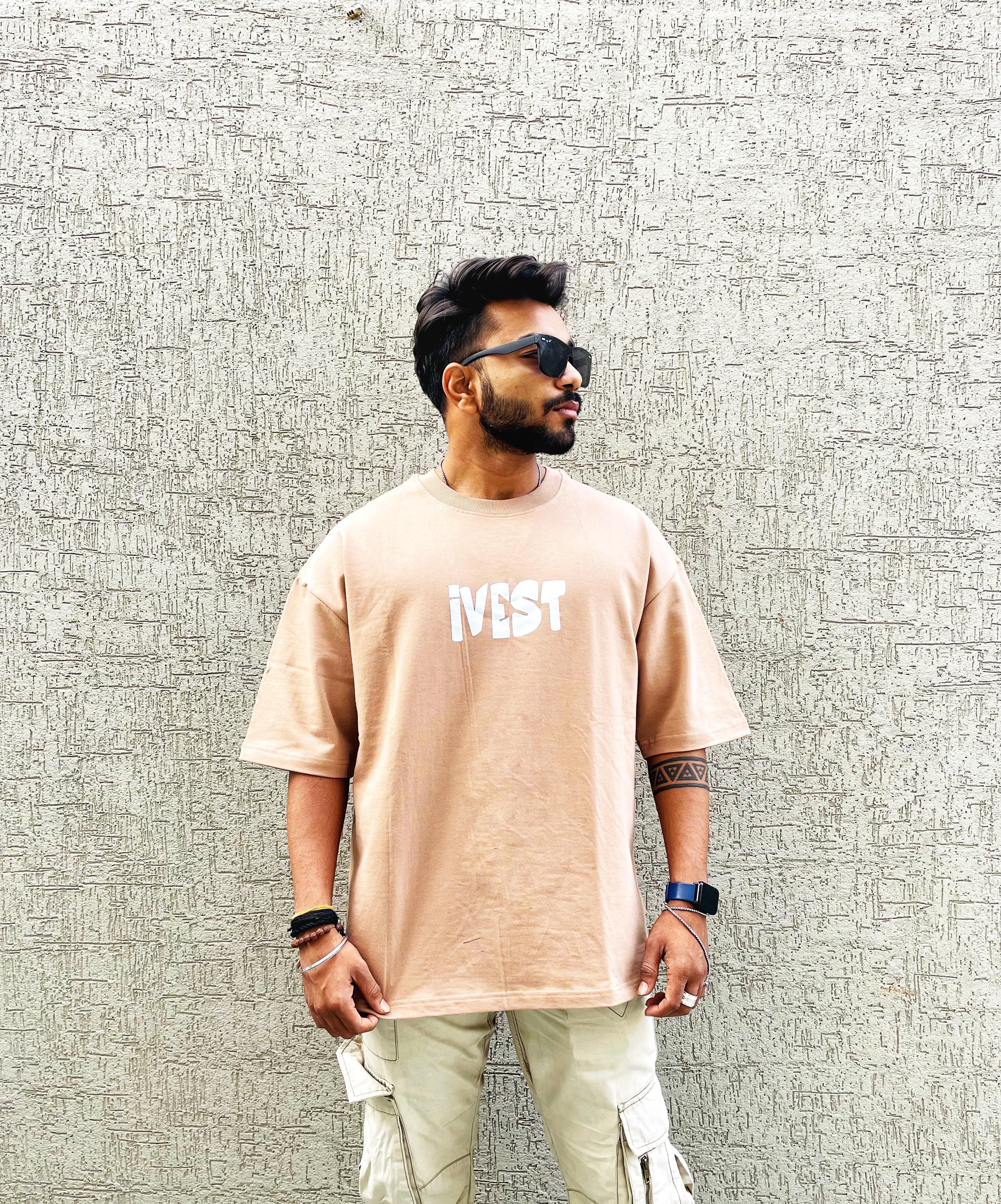 BEIGE COLOUR OVER SIZE TSHIRT