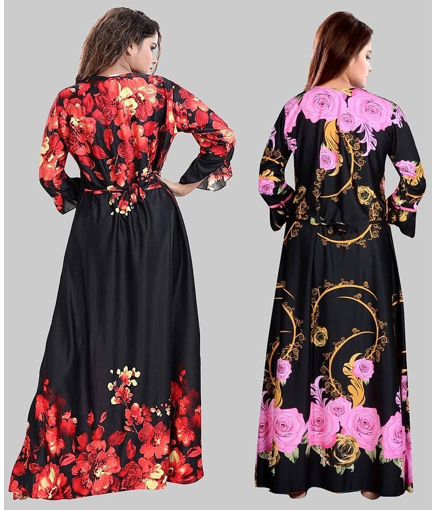 PURSA - Yellow Satin Women's Nightwear Nighty & Night Gowns ( Pack of 2 ) view 2