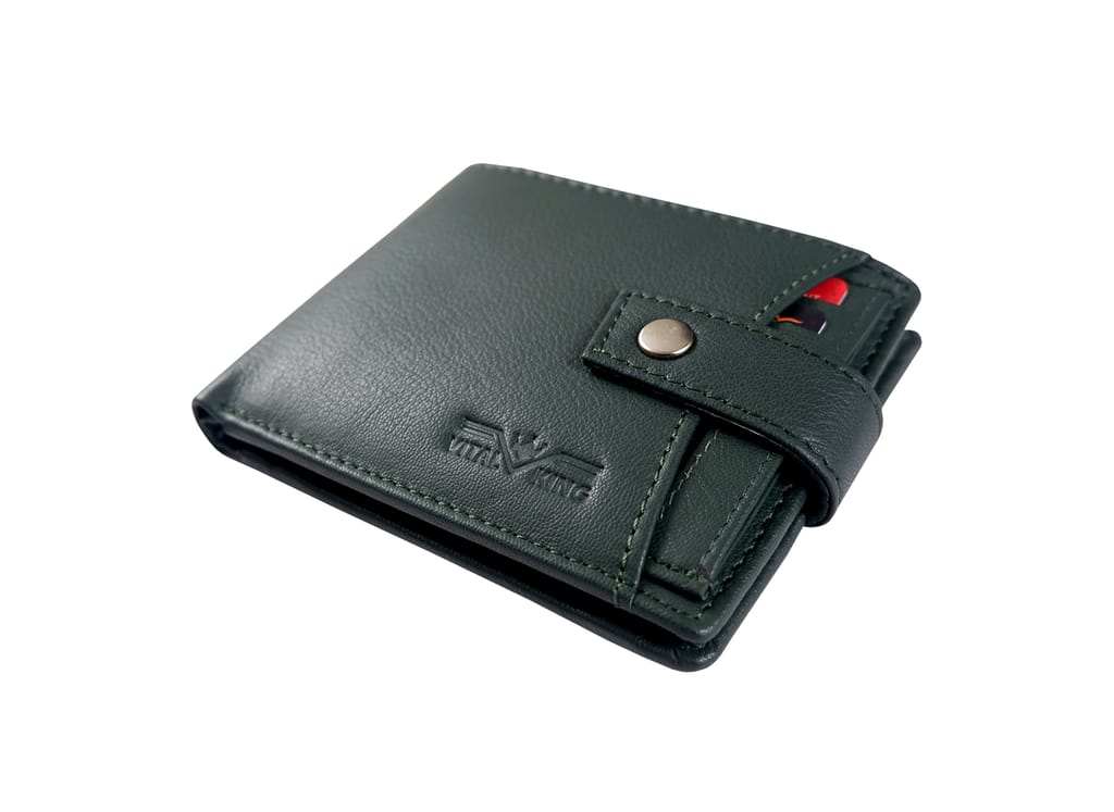 Vital King Men Trendy, Travel Green Genuine Leather RFID Wallet (8 Card Slots) view 2