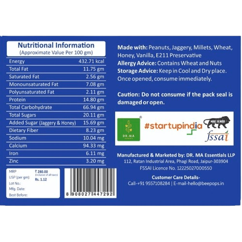 BeePops Super Savor Protein Bars- Vanilla & Honey (10NX25G) view 2