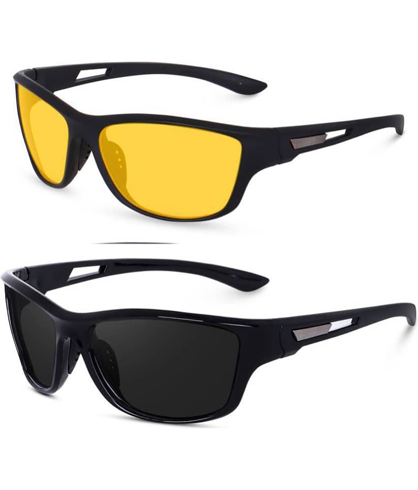 Kanny Devis - Black Wrap Around Sunglasses ( Pack of 2 ) view 2