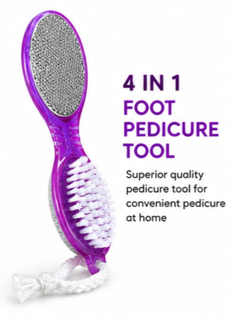 Legise 4-in-1 Foot Scrubber for Women & Men | Dead Skin Remover | Pumice Stone with Foot File & Nail Cleaner | Pedicure Tool for Cracked Heels
