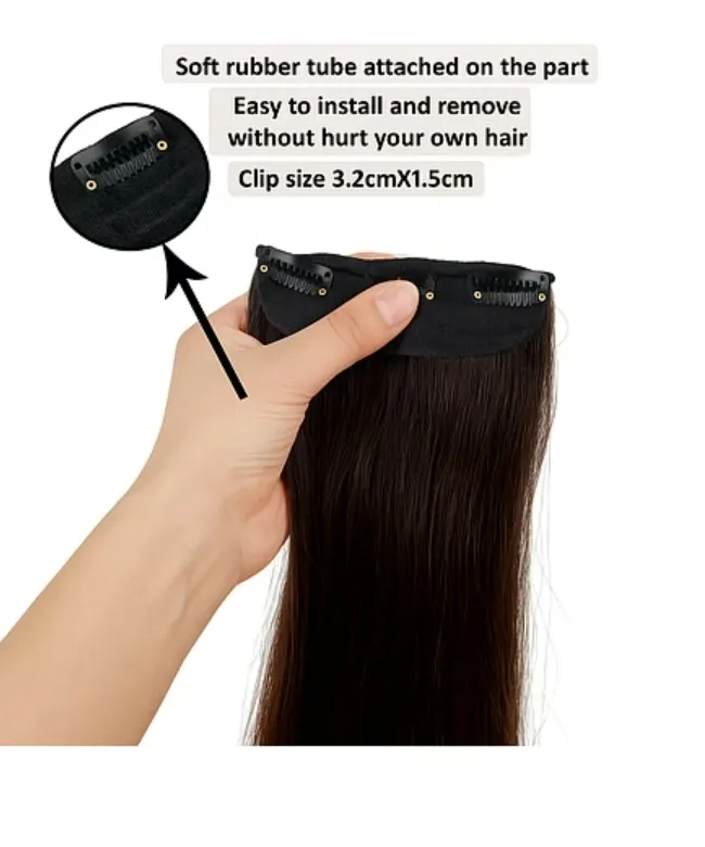 3 Clips Ear to Ear Natural Black Hair Volumizer Instant Volume & Natural Length Size- 24 Inch view 2
