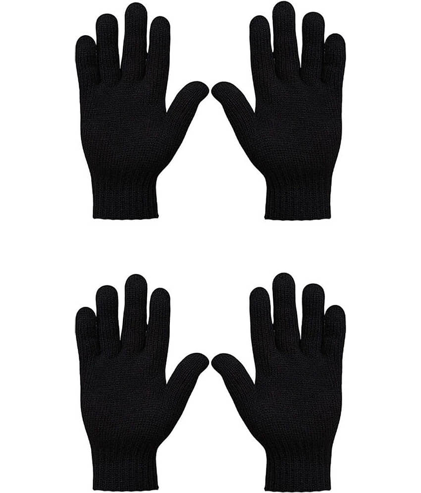 Babji Black Woollen Men's Woollen Gloves ( Pack of 4 ) view 2