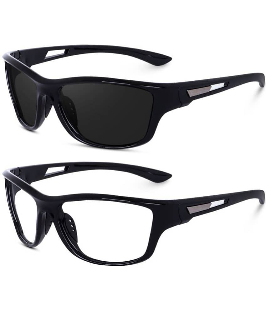Kanny Devis - Black Wrap Around Sunglasses ( Pack of 2 ) view 2
