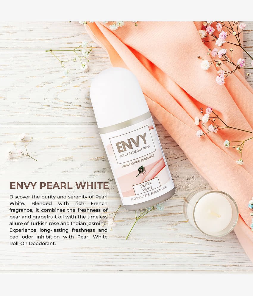 ENVY Pearl White Long Lasting Deodorant Roll-on 50 ml Each (Pack of 2) view 2