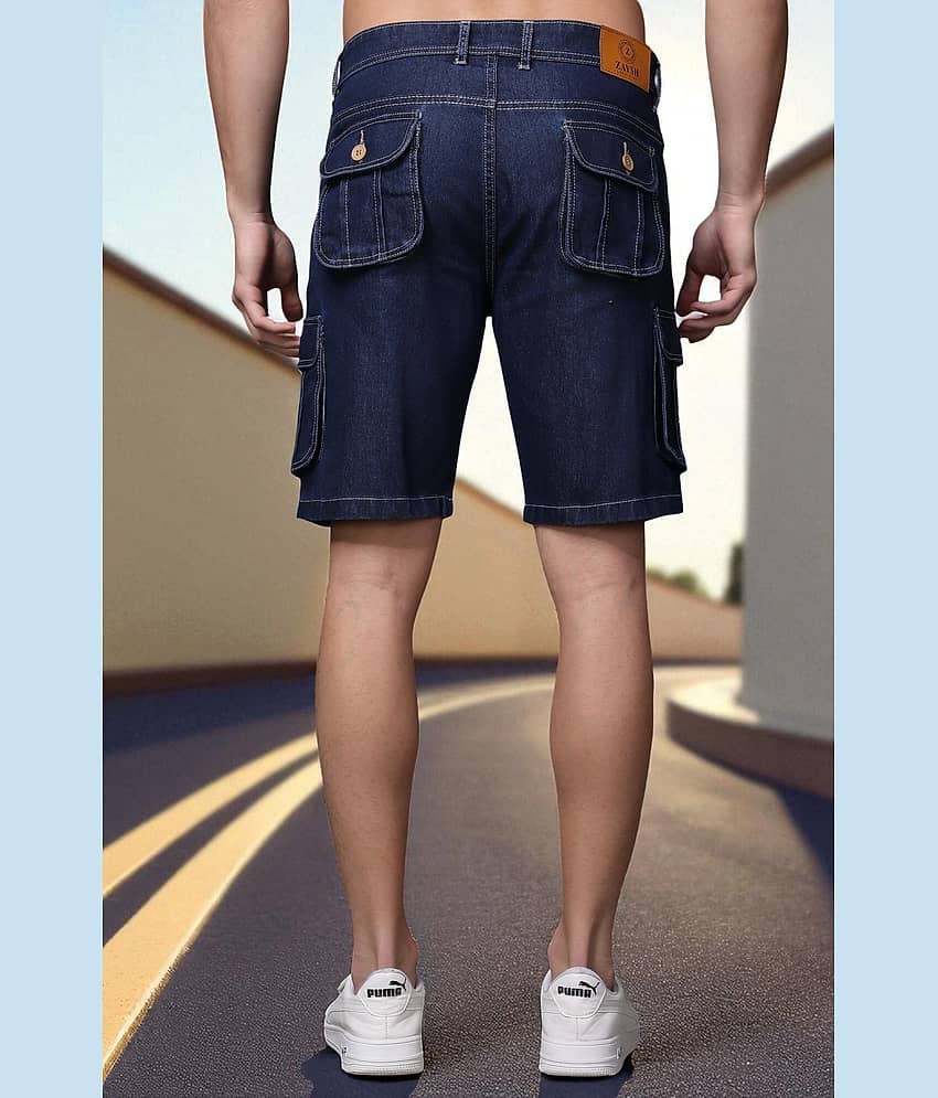 ZAYSH Navy Blue Cotton Blend Men's Denim Shorts ( Pack of 1 ) view 2