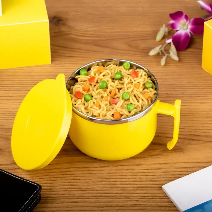 Maggi, Noodles & Soup Bowl with Fork & Spoon | Airtight Food Container for Pasta, Rice view 2