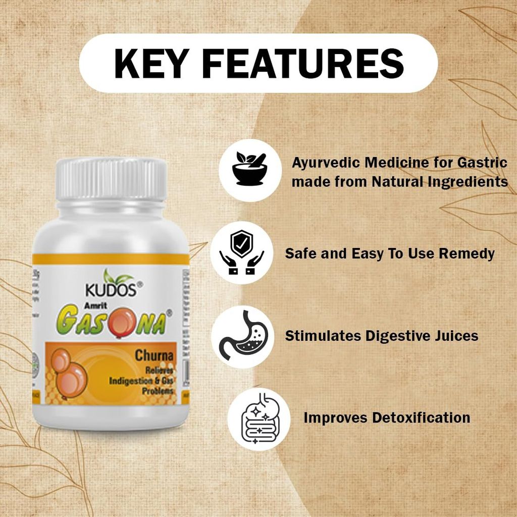 Kudos Amrit Gasona Churna 50g | Indigestion Relief | Ayurvedic Medicine for Gastric Problem view 2