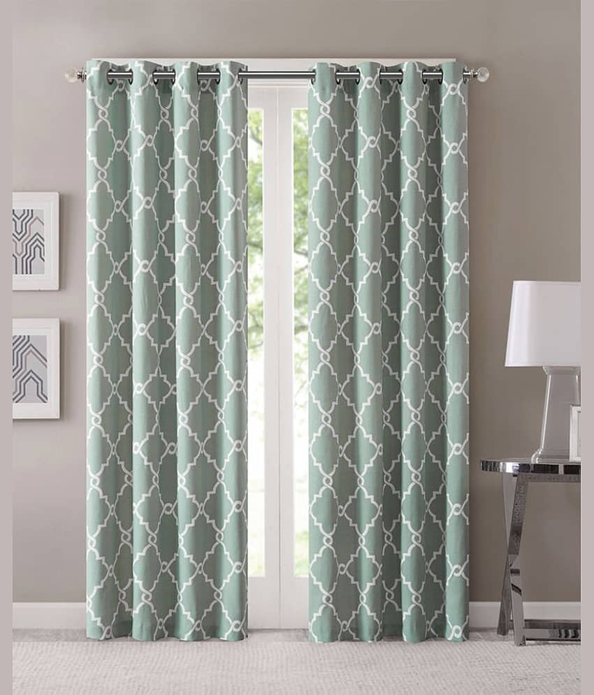 V21 decod Graphic Room Darkening Eyelet Curtain 5 ft ( Pack of 1 ) - Green view 2