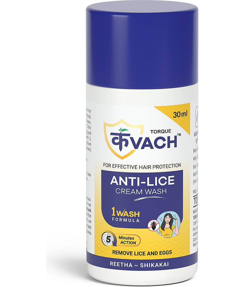 Torque kvach Anti Lice Cream Wash | Removes Lice and Nits |Made with Reetha & Shikakai 30 ml With Lice & Nits Remover Comb For Of 4 view 2