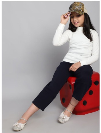 Baawri Girls Solid High Neck Top view 2