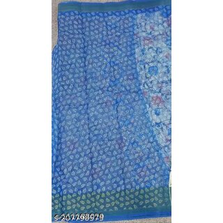 Sky Blue Colour Bandhani Printed Cotton Silk Saree view 2