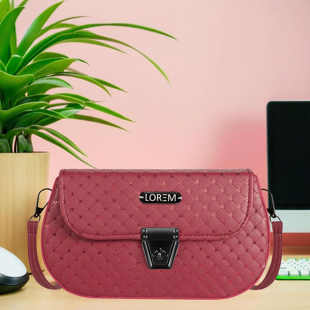 LOREM Faux Leather Handbag for Women � Turnlock Closure, Adjustable Shoulder Strap, Stylish & Compact, 1.35L Capacity view 2
