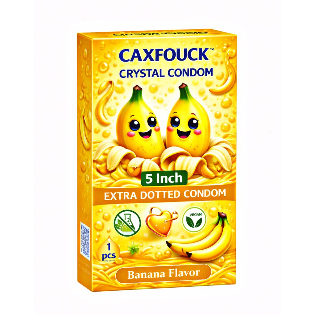 Caxfouck Crystal Dotted Condom Reusable Banana Flavour 5 Inch Enhanced Safety & Comfort (1 Pc) view 2