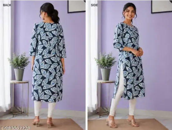 Blue with White - Abstract Leaf Print